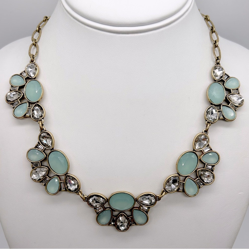 J. Crew Mint Green Jeweled Necklace